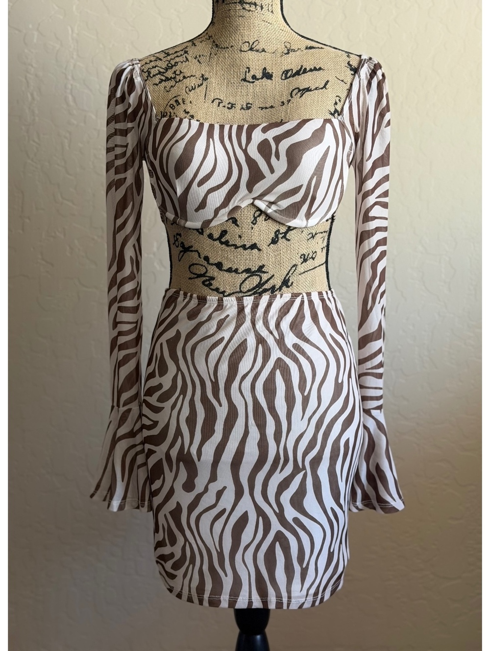 Princess Polly Soul Sister Zebra 2 Piece Set US 6 NWT Mesh Top Mini Skirt